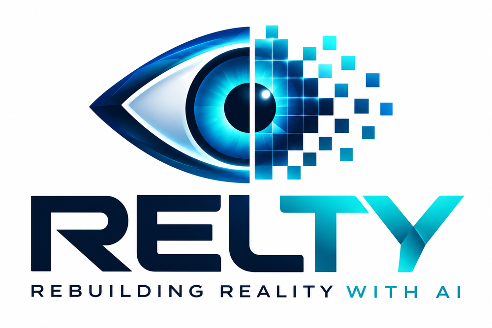 RELTY. Rebuilding reality with AI. An eye that turns into pixels.